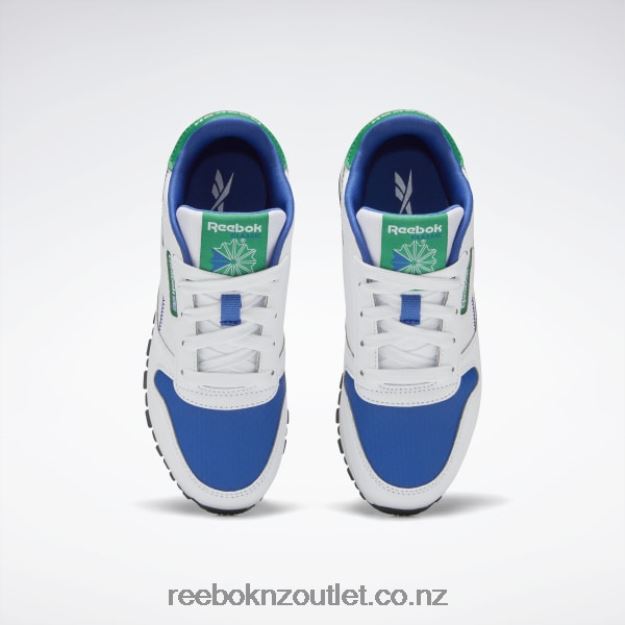 Ftwr White/Vector Blue 2B46261402 Classic Leather Step \'n\' Flash Shoes - Preschool Reebok Kids