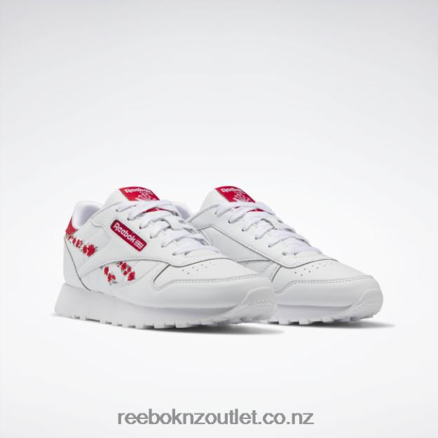 Ftwr White/Vector Red 2B46261417 Classic Leather Shoes - Grade School Reebok Kids