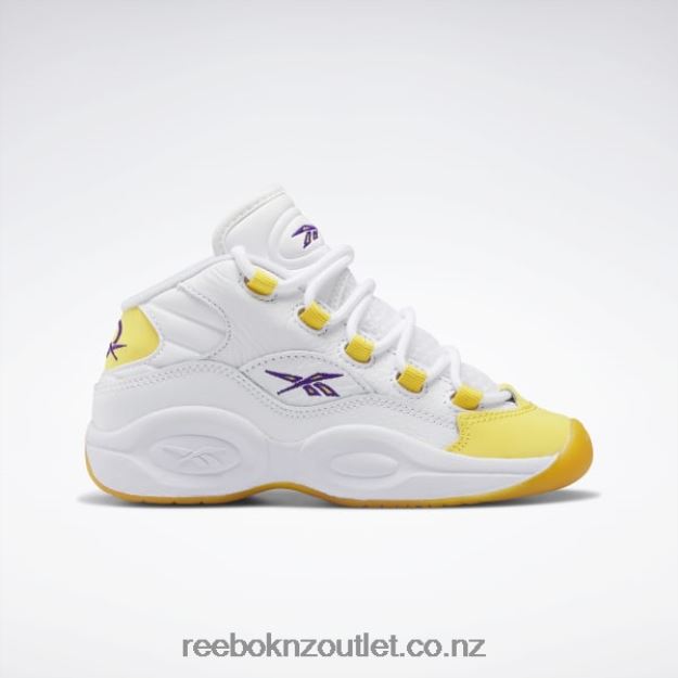 Ftwr White/Yellow Thread/Ultra Violet 2B46261375 Question Mid Shoes - Preschool Reebok Kids