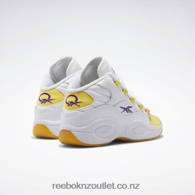 Ftwr White/Yellow Thread/Ultra Violet 2B46261375 Question Mid Shoes - Preschool Reebok Kids