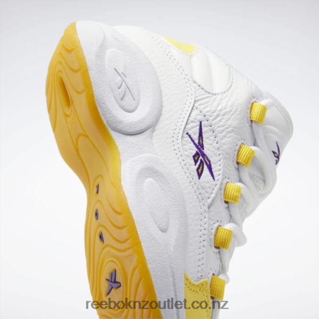 Ftwr White/Yellow Thread/Ultra Violet 2B46261375 Question Mid Shoes - Preschool Reebok Kids