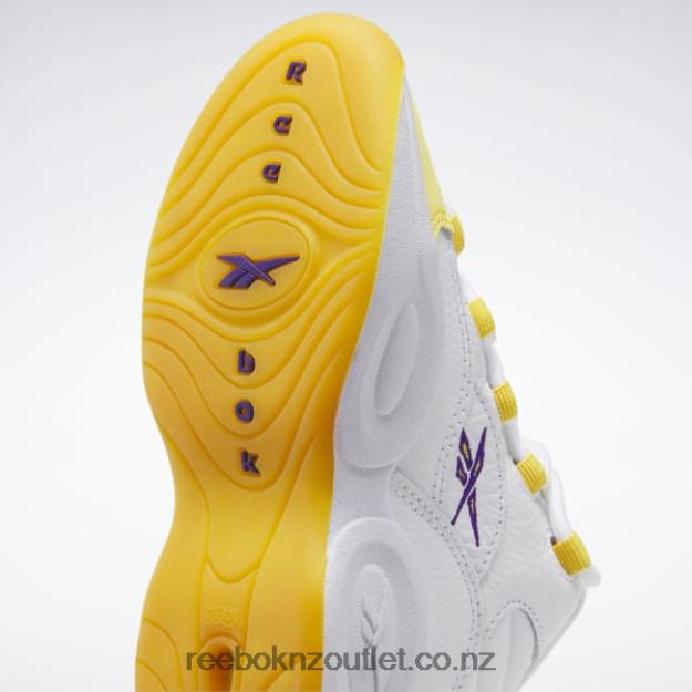 Ftwr White/Yellow Thread/Ultra Violet 2B46261375 Question Mid Shoes - Preschool Reebok Kids