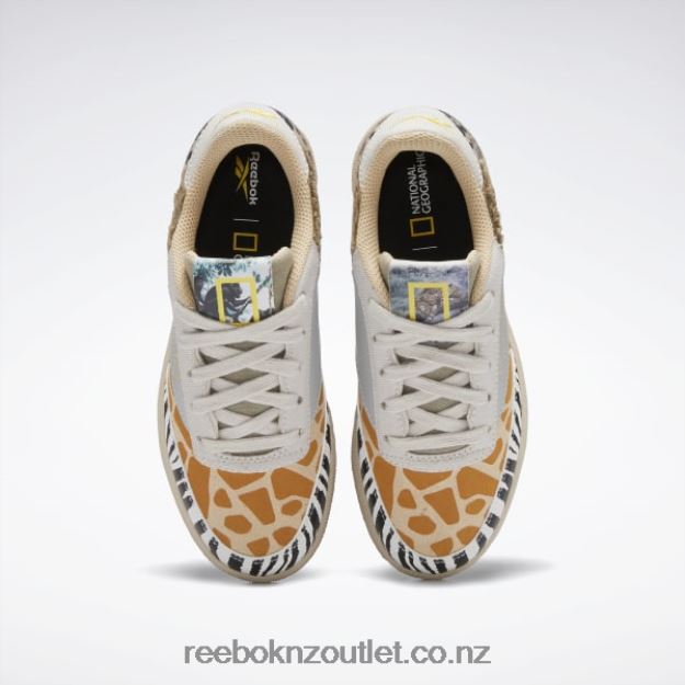 Oatmeal/Sand Stone/Soft Camel 2B46261418 National Geographic Club C Shoes - Preschool Reebok Kids