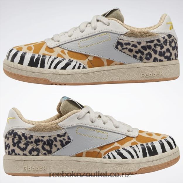 Oatmeal/Sand Stone/Soft Camel 2B46261418 National Geographic Club C Shoes - Preschool Reebok Kids