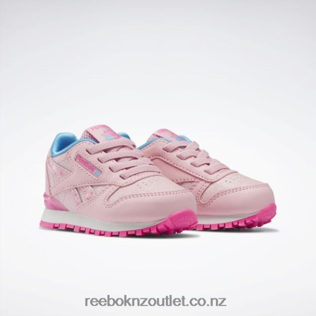 Pink Glow/Atomic Pink 2B46261397 Classic Leather Step \'n\' Flash Shoes - Toddler Reebok Kids