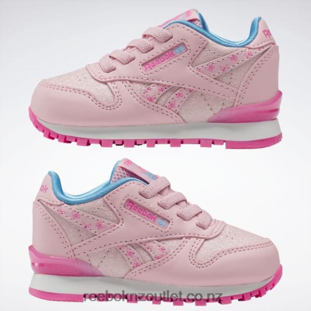 Pink Glow/Atomic Pink 2B46261397 Classic Leather Step \'n\' Flash Shoes - Toddler Reebok Kids
