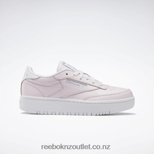Porcelain Pink/Ftwr White/Silver Met. 2B46261442 Club C 85 Double Shoes - Grade School Reebok Kids