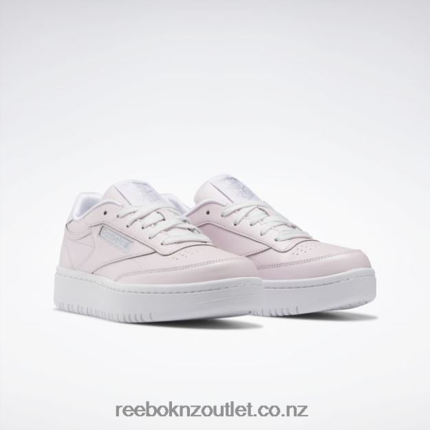 Porcelain Pink/Ftwr White/Silver Met. 2B46261442 Club C 85 Double Shoes - Grade School Reebok Kids