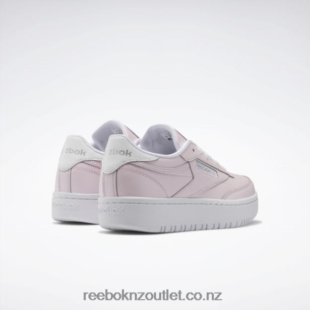 Porcelain Pink/Ftwr White/Silver Met. 2B46261442 Club C 85 Double Shoes - Grade School Reebok Kids