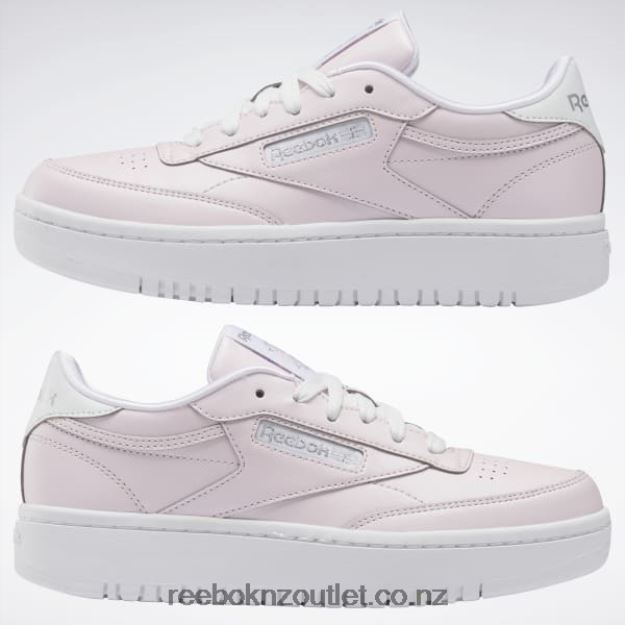 Porcelain Pink/Ftwr White/Silver Met. 2B46261442 Club C 85 Double Shoes - Grade School Reebok Kids