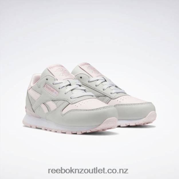 Pure Grey 2/Porcelain Pink 2B46261409 Classic Leather Step \'n\' Flash Shoes - Preschool Reebok Kids