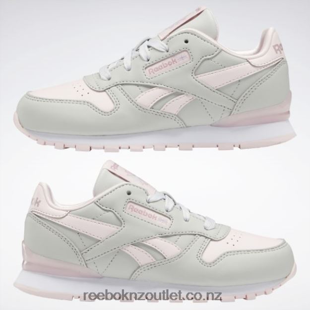 Pure Grey 2/Porcelain Pink 2B46261409 Classic Leather Step \'n\' Flash Shoes - Preschool Reebok Kids