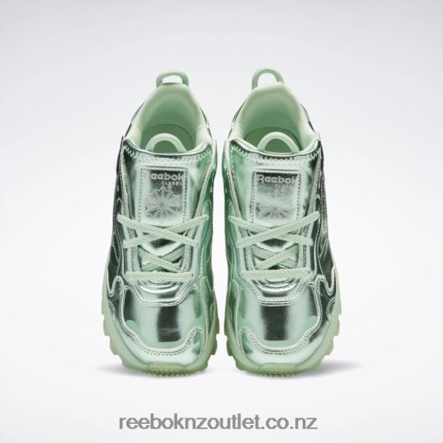 Semi Pixel Mint/Silver Met. 2B46261455 Cardi B Classic Leather Shoes - Grade School Reebok Kids