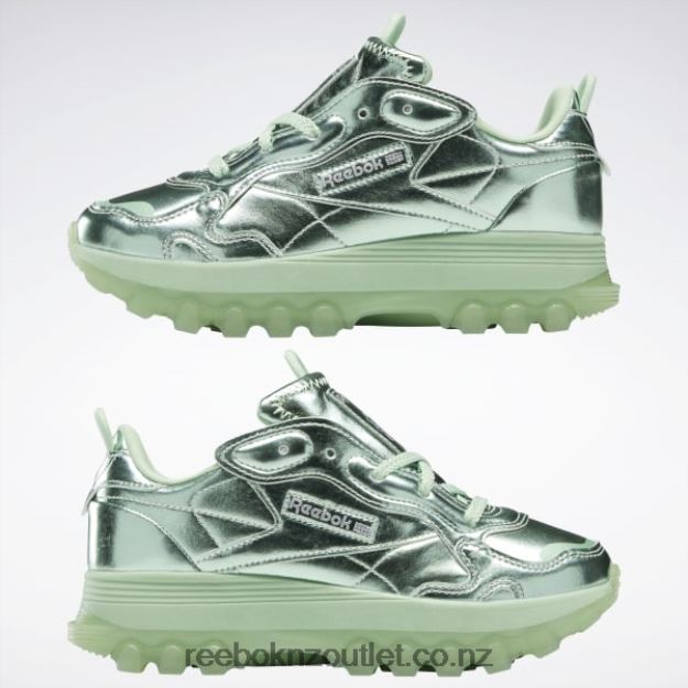 Semi Pixel Mint/Silver Met. 2B46261455 Cardi B Classic Leather Shoes - Grade School Reebok Kids