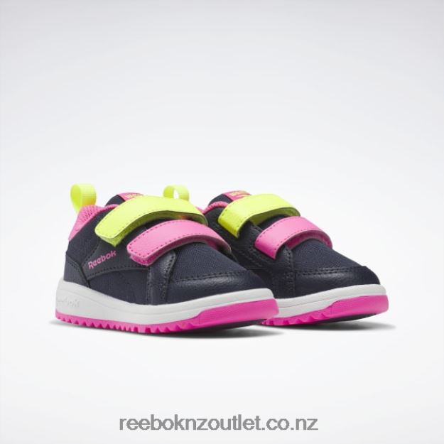 Vector Navy/Atomic Pink/Solar Acid Yellow 2B46261404 Weebok Clasp Low Shoes - Toddler Reebok Kids