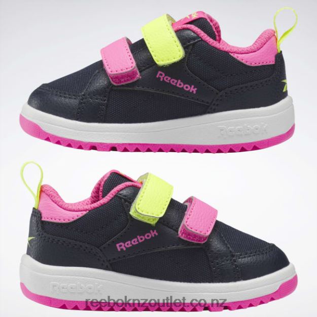 Vector Navy/Atomic Pink/Solar Acid Yellow 2B46261404 Weebok Clasp Low Shoes - Toddler Reebok Kids