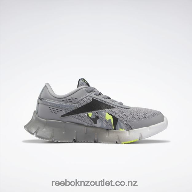 Cold Grey 4/Core Black/Acid Yellow 2B46261382 Zig Dynamica 2 Shoes - Preschool Reebok Kids