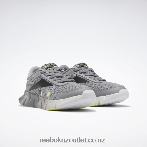 Cold Grey 4/Core Black/Acid Yellow 2B46261382 Zig Dynamica 2 Shoes - Preschool Reebok Kids