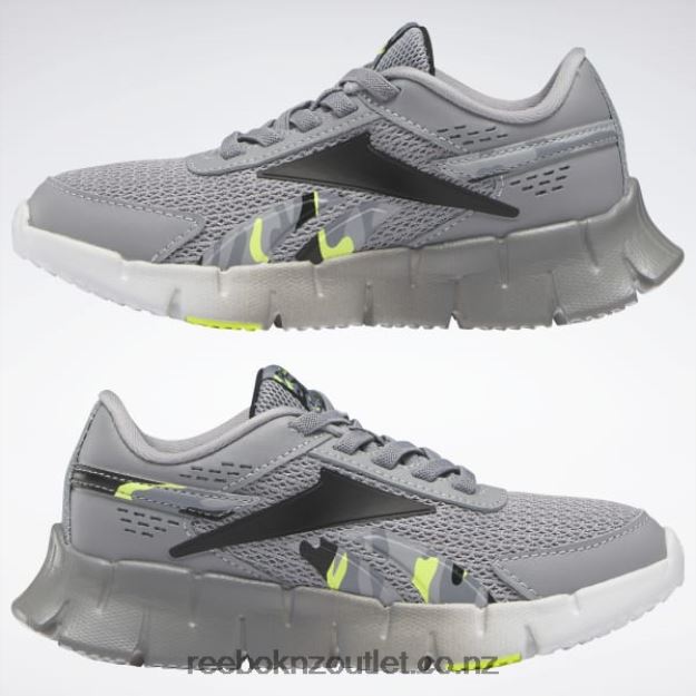 Cold Grey 4/Core Black/Acid Yellow 2B46261382 Zig Dynamica 2 Shoes - Preschool Reebok Kids