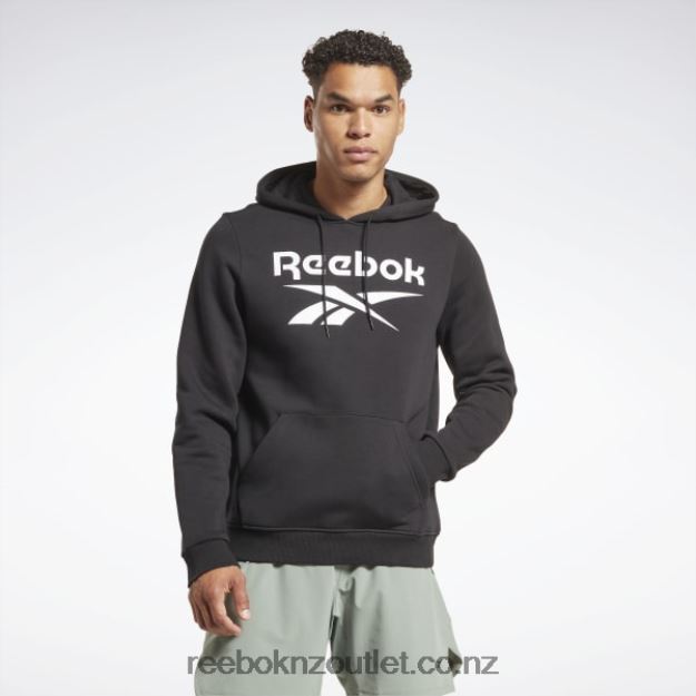 Black 2B46261171 Identity Fleece Stacked Logo Pullover Hoodie Reebok Men