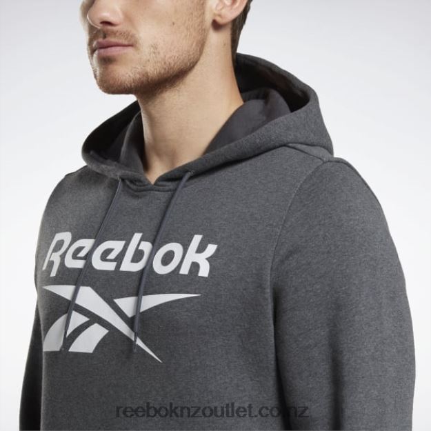 Dark Grey Heather 2B46261205 Identity Fleece Stacked Logo Pullover Hoodie Reebok Men