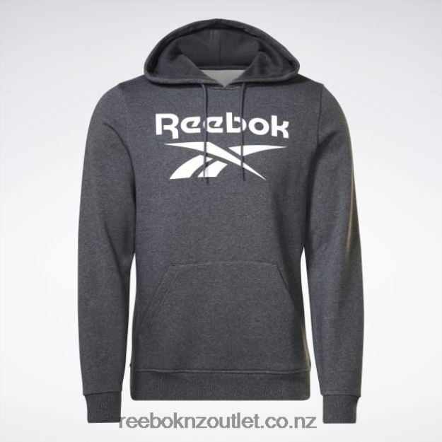 Dark Grey Heather 2B46261205 Identity Fleece Stacked Logo Pullover Hoodie Reebok Men