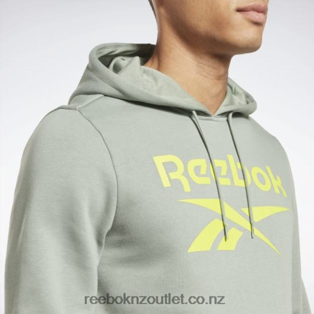 Harmony Green 2B46261278 Identity Fleece Stacked Logo Pullover Hoodie Reebok Men