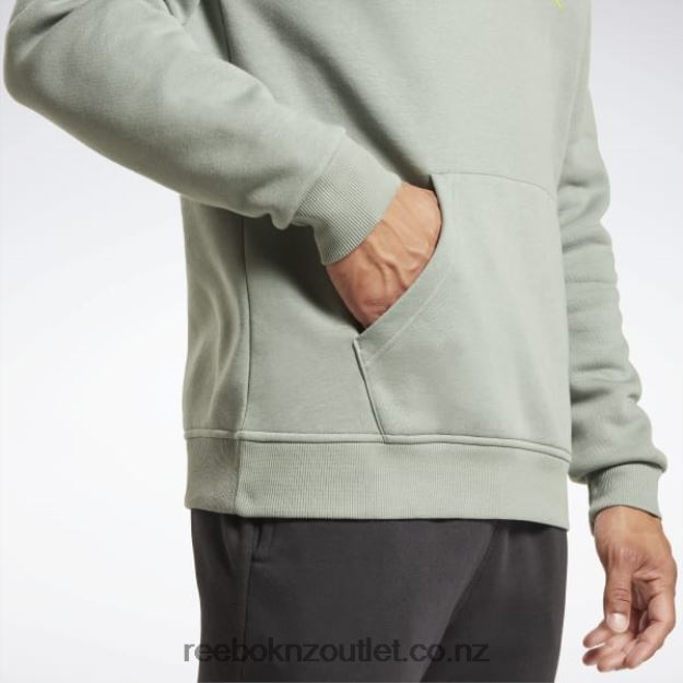 Harmony Green 2B46261278 Identity Fleece Stacked Logo Pullover Hoodie Reebok Men