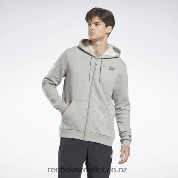 Medium Grey Heather 2B46261183 Identity Fleece Full-Zip Hoodie Reebok Men
