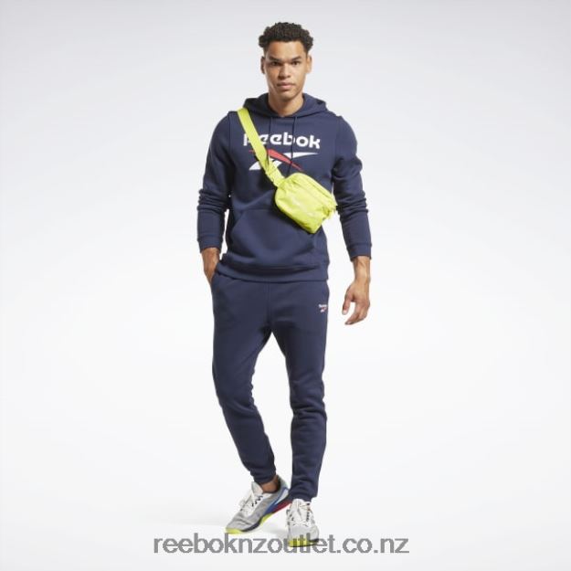 Vector Navy 2B46261175 Identity Fleece Stacked Logo Pullover Hoodie Reebok Men