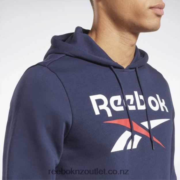 Vector Navy 2B46261175 Identity Fleece Stacked Logo Pullover Hoodie Reebok Men