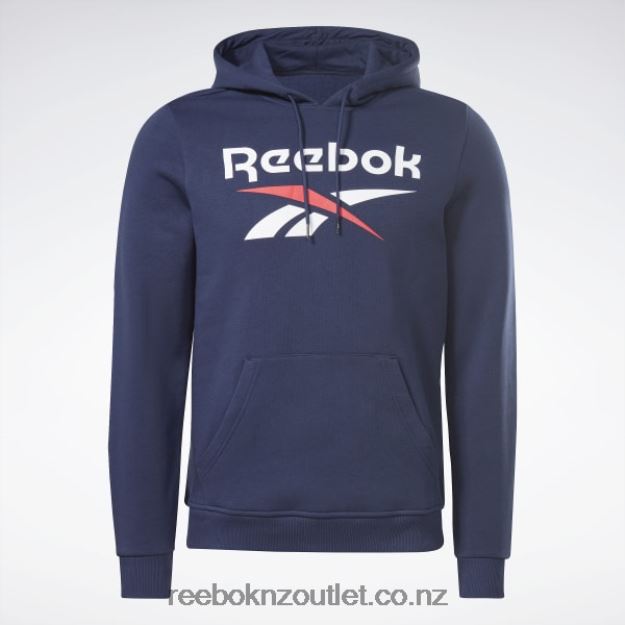 Vector Navy 2B46261175 Identity Fleece Stacked Logo Pullover Hoodie Reebok Men