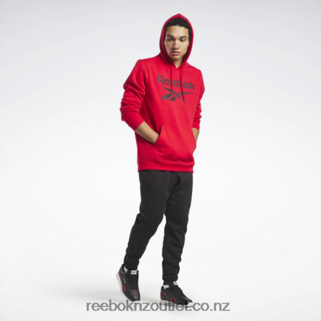 Vector Red/Black 2B46261283 Identity Fleece Stacked Logo Pullover Hoodie Reebok Men