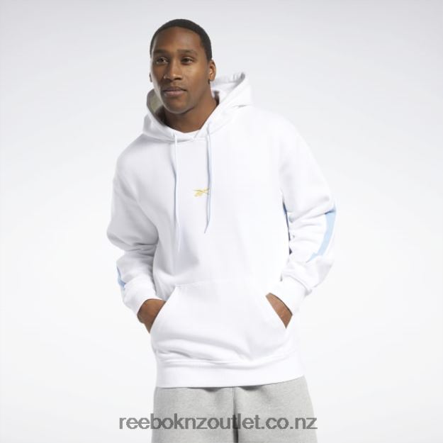White 2B46261144 Basketball Back Vector Fleece Hoodie Reebok Men