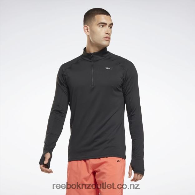Black 2B46261300 Running Quarter-Zip Top Reebok Men