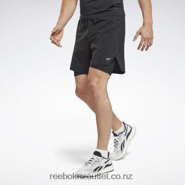 Black 2B46261169 Running Two-in-One Shorts Reebok Men