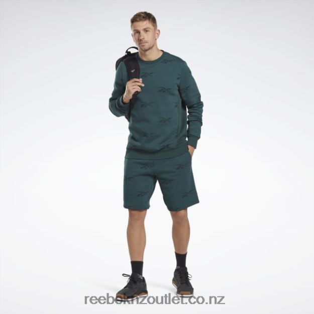 Forest Green 2B46261305 Identity Vector Fleece Crew Sweatshirt Reebok Men