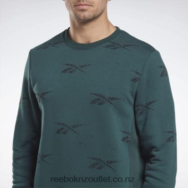 Forest Green 2B46261305 Identity Vector Fleece Crew Sweatshirt Reebok Men