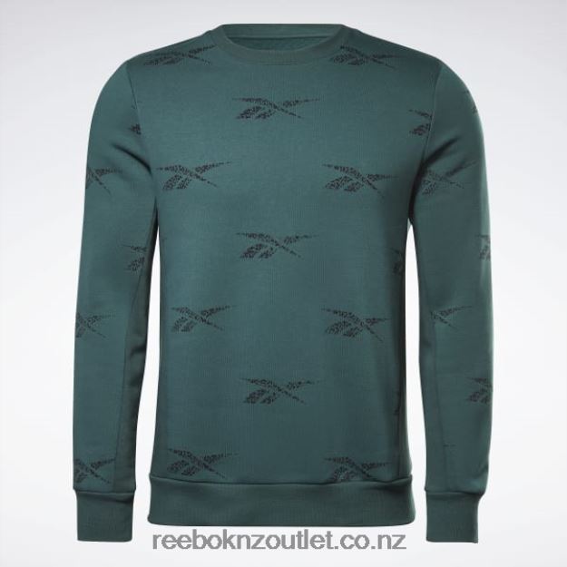 Forest Green 2B46261305 Identity Vector Fleece Crew Sweatshirt Reebok Men