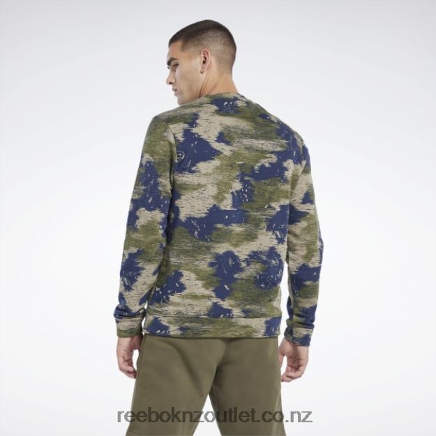 Hunter Green 2B46261297 Identity Modern Camo Fleece Crew Sweatshirt Reebok Men
