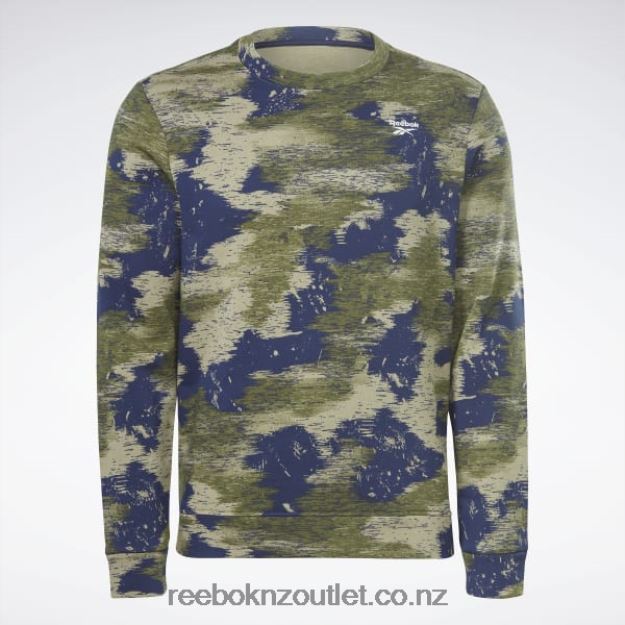Hunter Green 2B46261297 Identity Modern Camo Fleece Crew Sweatshirt Reebok Men