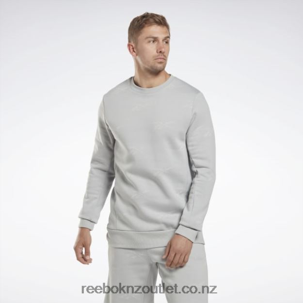 Pure Grey 3 2B46261248 Identity Vector Fleece Crew Sweatshirt Reebok Men