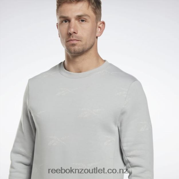 Pure Grey 3 2B46261248 Identity Vector Fleece Crew Sweatshirt Reebok Men