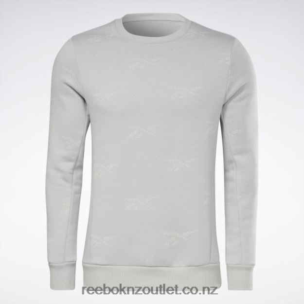 Pure Grey 3 2B46261248 Identity Vector Fleece Crew Sweatshirt Reebok Men