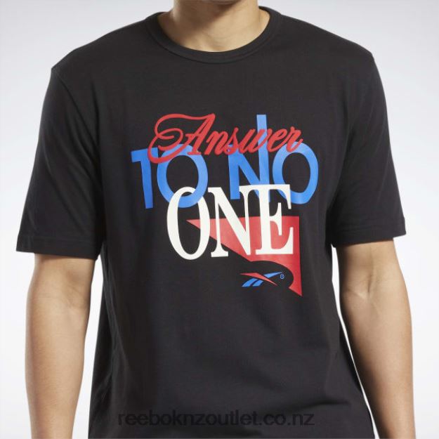 Black 2B46261254 Answer to No One Short Sleeve T-Shirt Reebok Men