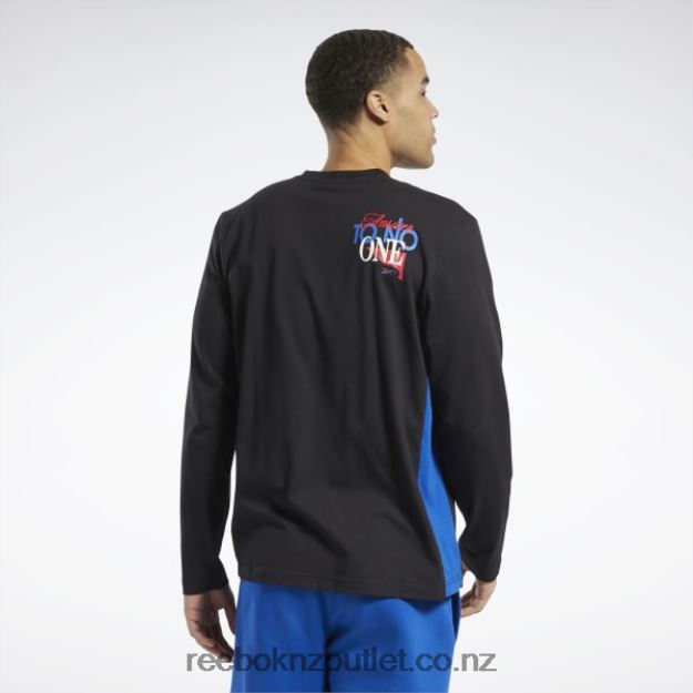 Black 2B46261264 Answer to No One Long Sleeve T-Shirt Reebok Men