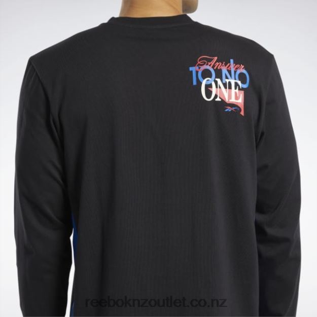 Black 2B46261264 Answer to No One Long Sleeve T-Shirt Reebok Men