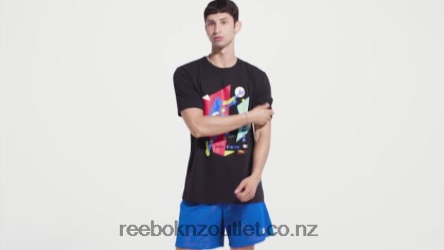 Black 2B46261265 Iverson Layup Short Sleeve T-Shirt Reebok Men