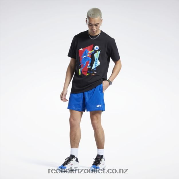 Black 2B46261265 Iverson Layup Short Sleeve T-Shirt Reebok Men