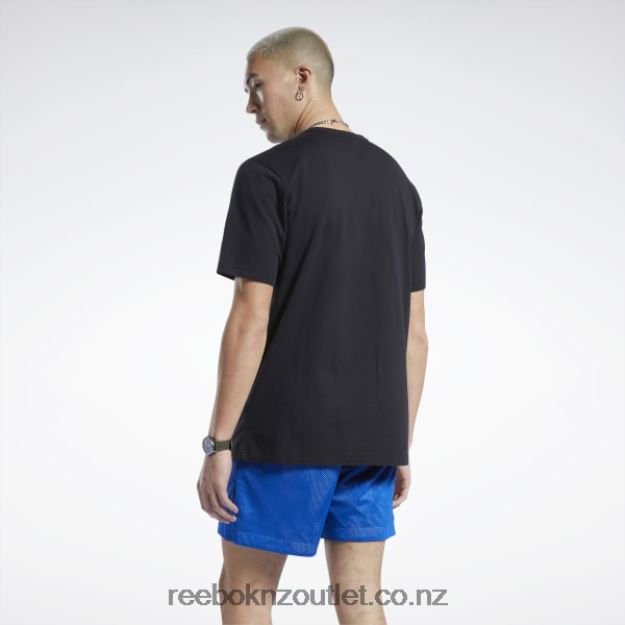 Black 2B46261265 Iverson Layup Short Sleeve T-Shirt Reebok Men